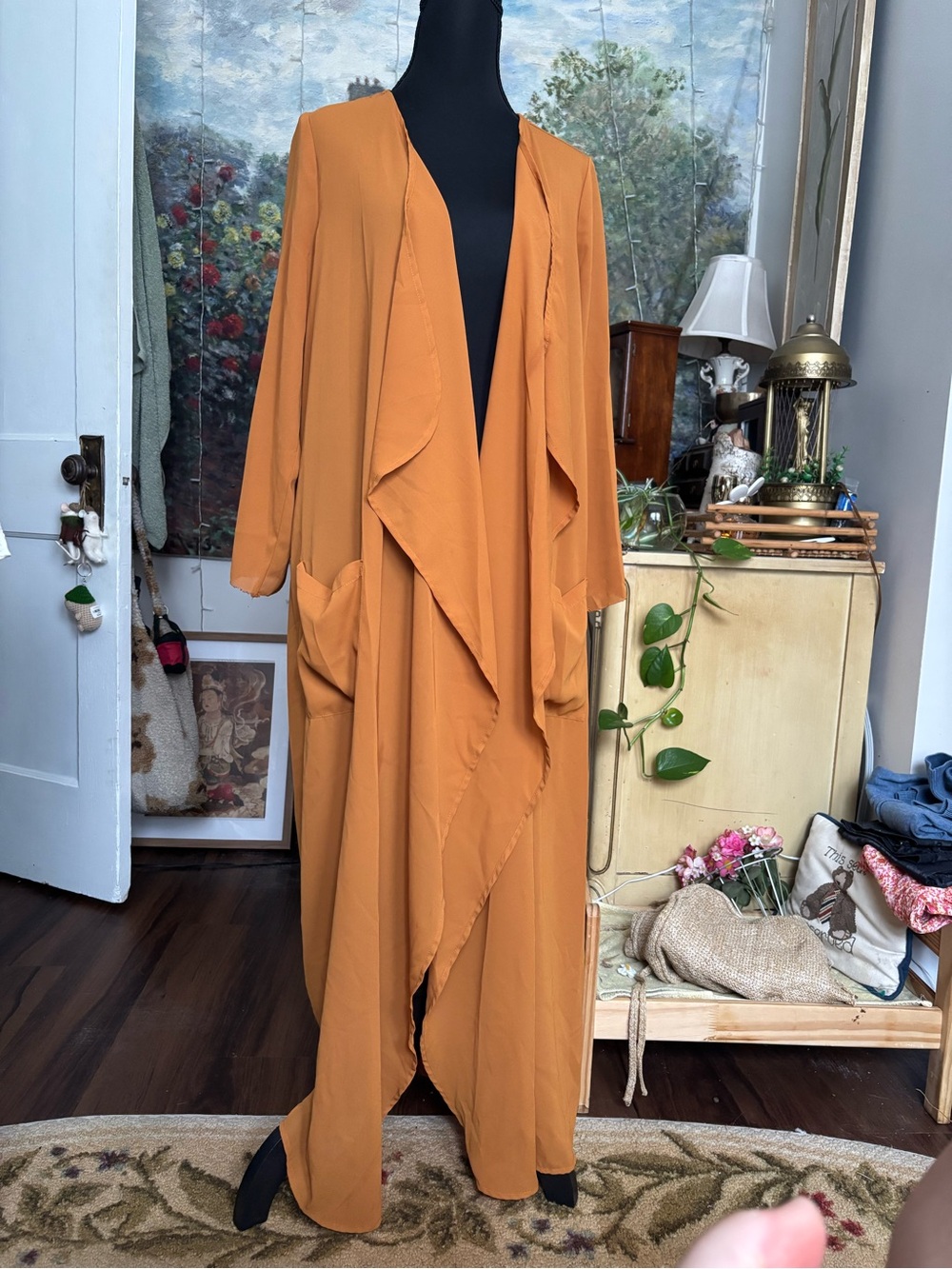Forever 21 Ochre Long Draped Women's Duster Coat